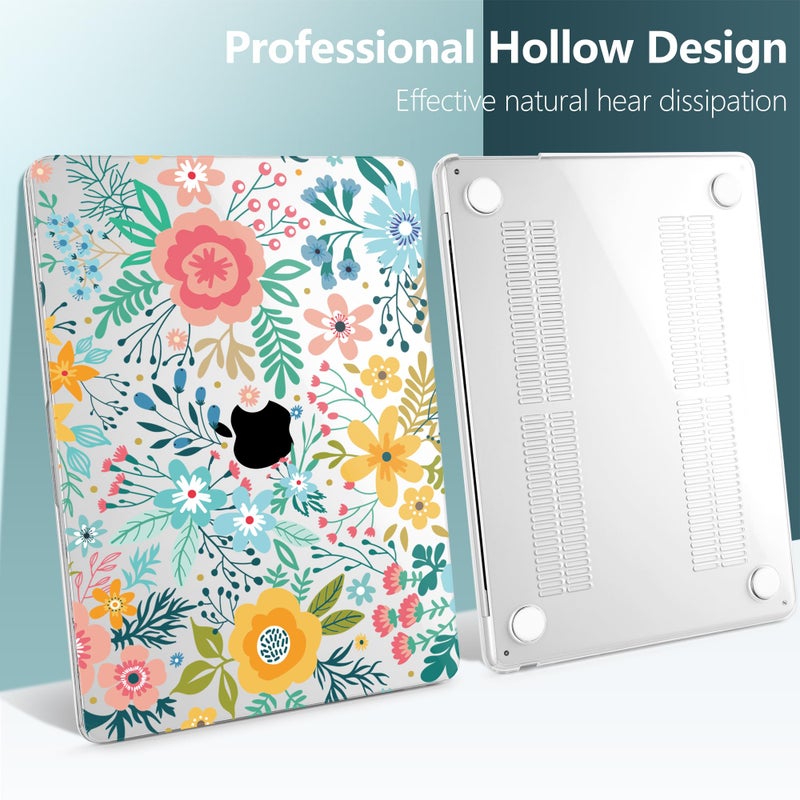TWOLSKOO for M3 MacBook Air 13.6 inch Case 2022 2023 2024 A2681 M2 A3113 with Touch ID  Plastic Hard Shell Cover with Screen Protector & Keyboard Cover & Trackpad Film  Abstract Flower - Image 5